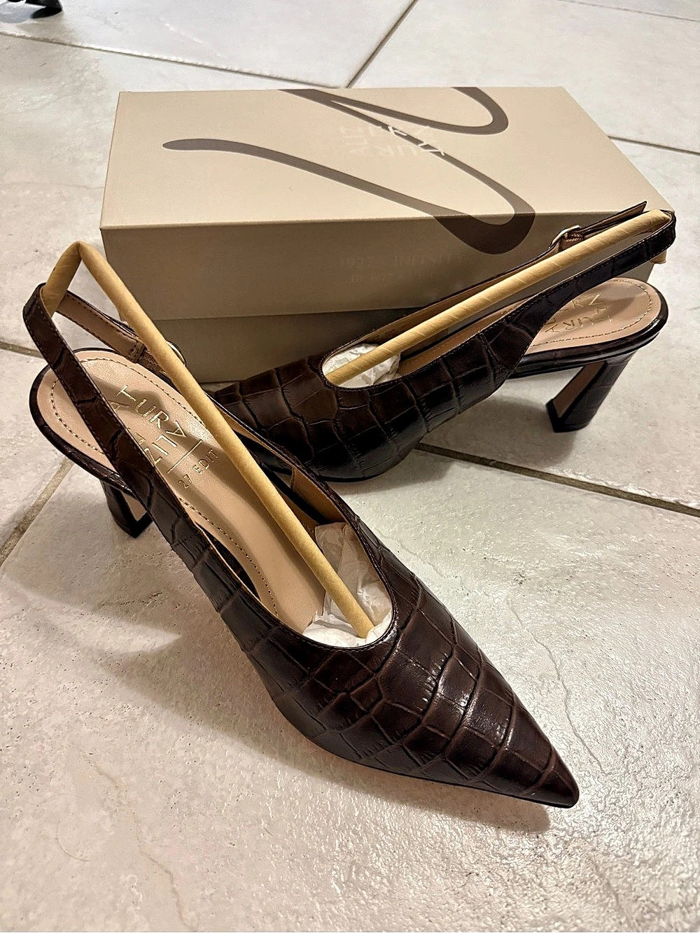 Naturalizer Slingback Pump Brown Croc-Embossed Heels Brand New